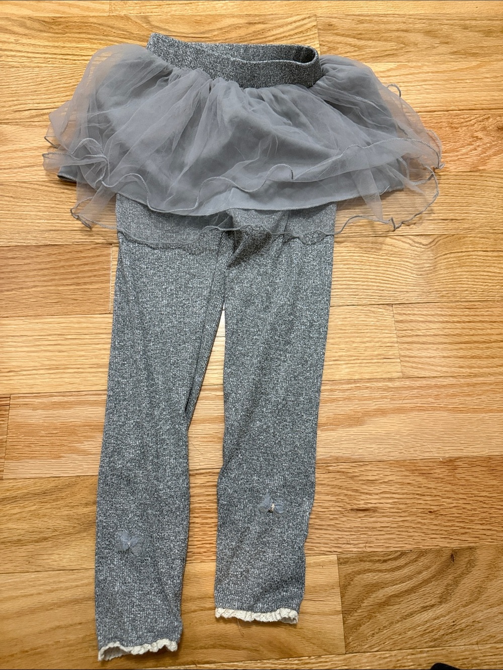 Girls Gray Tulle Skirted Leggings - Brand Unspecified
